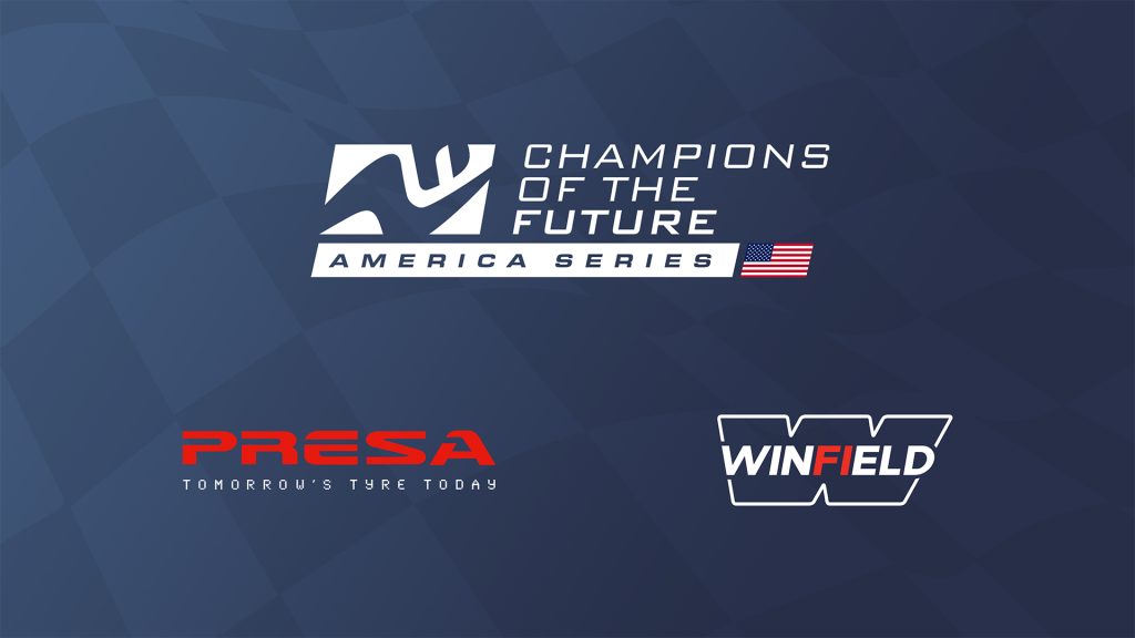 champions of the future america logo, winfield racing school logo, and presa tires logo