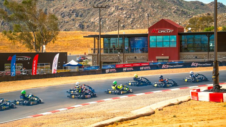 Go-karts race by at K1 Circuit during COTF America Round 3